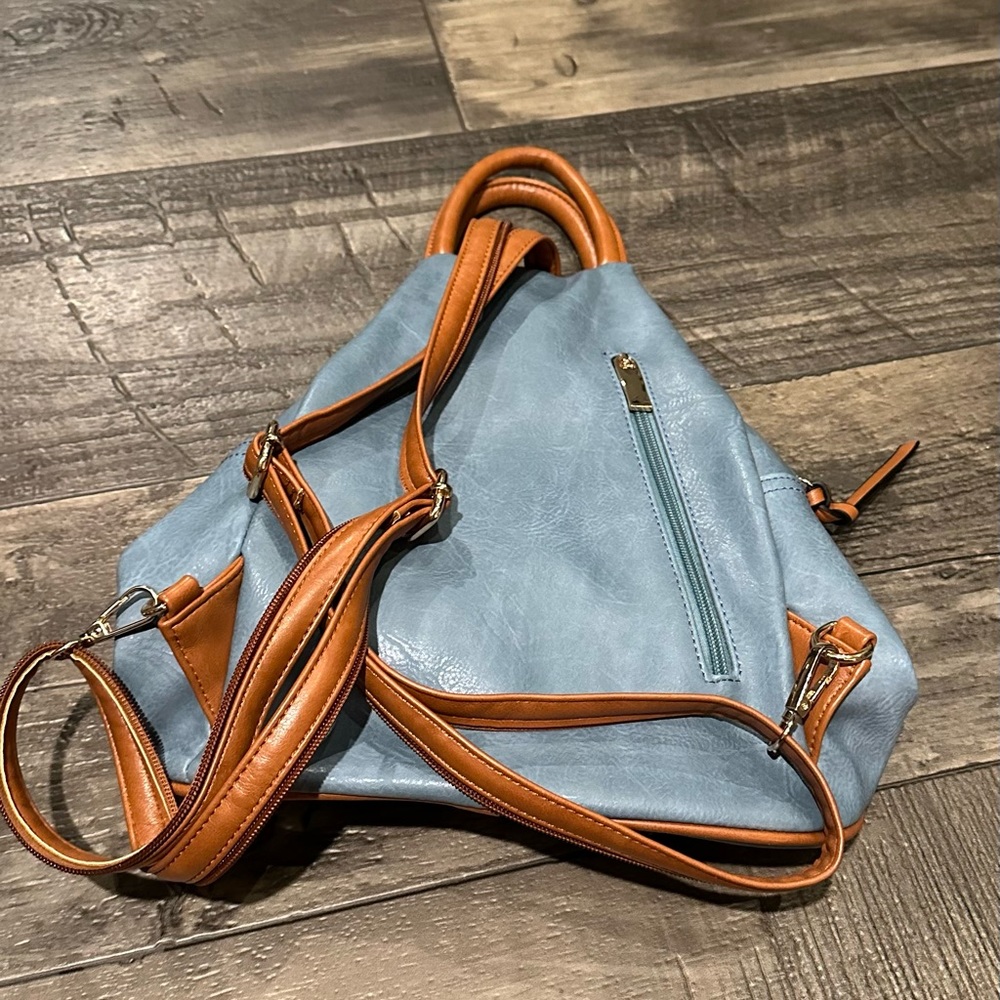 Baby Blue Backpack Purse - Picture 3 of 12